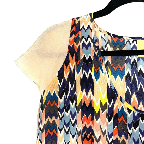 Anthropologie Maeve 100% Silk Multicolor Chevron Print Blouse Small Women’s - Picture 4 of 14